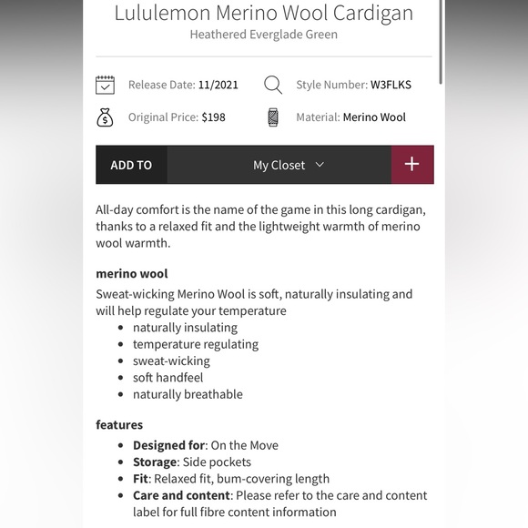 978. Like New - RARE Lululemon Gorgeous Blue Merino Wool Cardigan Sweater - Picture 2 of 11